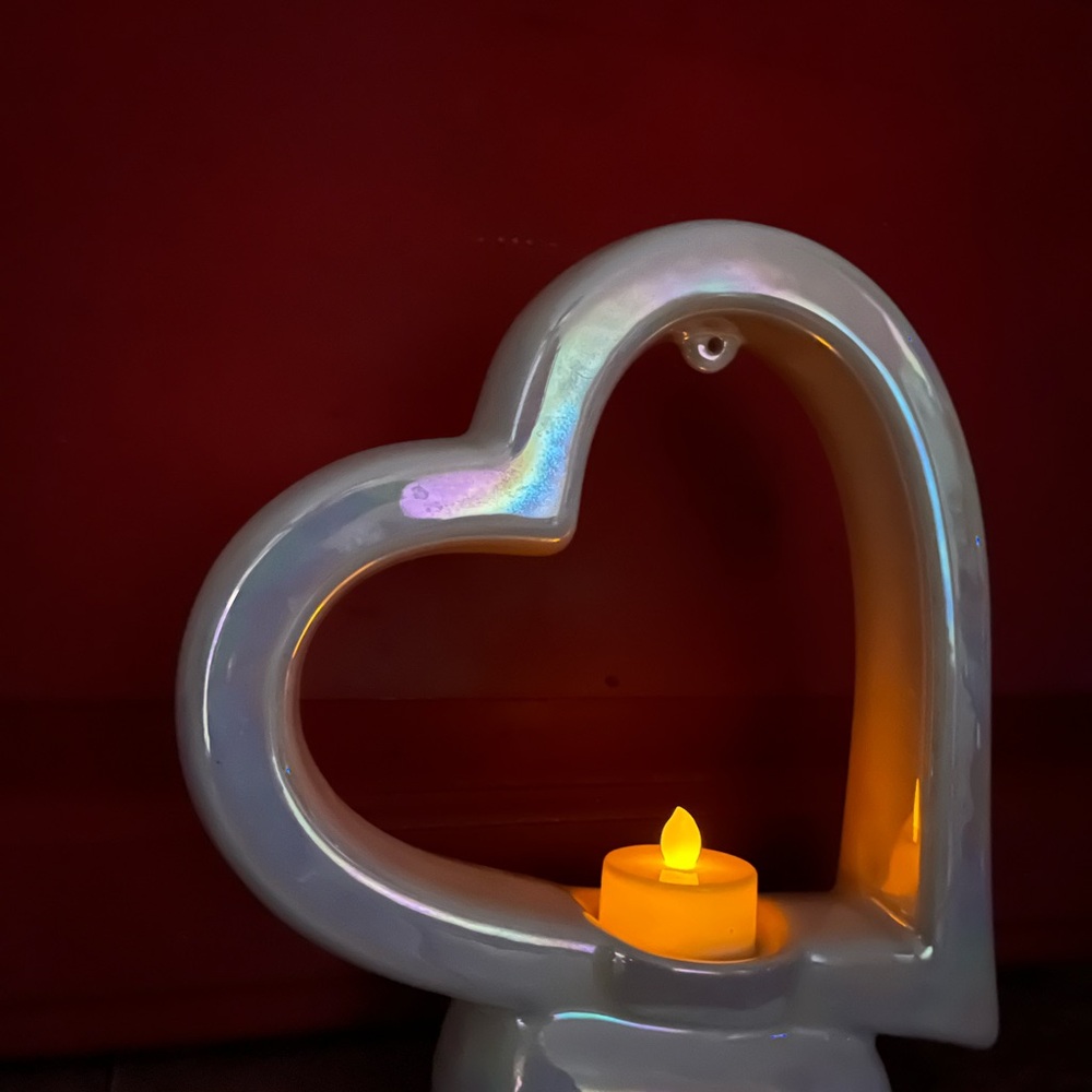 🔥 iridescent Ceramic Heart Shaped Wall Pocket Poland Garden Decor Cute Spring
